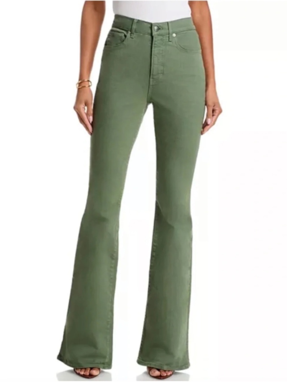 Veronica Beard Beverly Stone Sage Green High Rise Flare Jeans With Tags Size 25